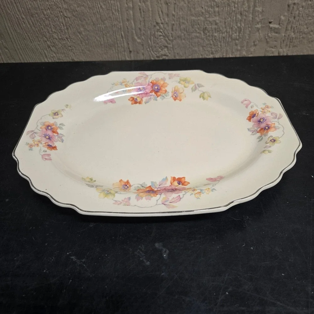 Vintage WS George Lido Canarytone Floral Dinnerware Set Platter Bowls Cups 196A